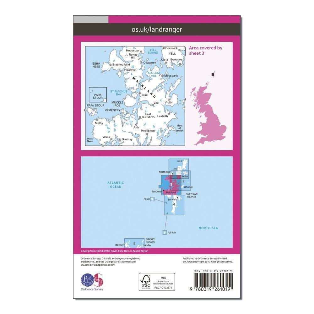 Landranger 3 Shetland North Mainland Map With Digital Version