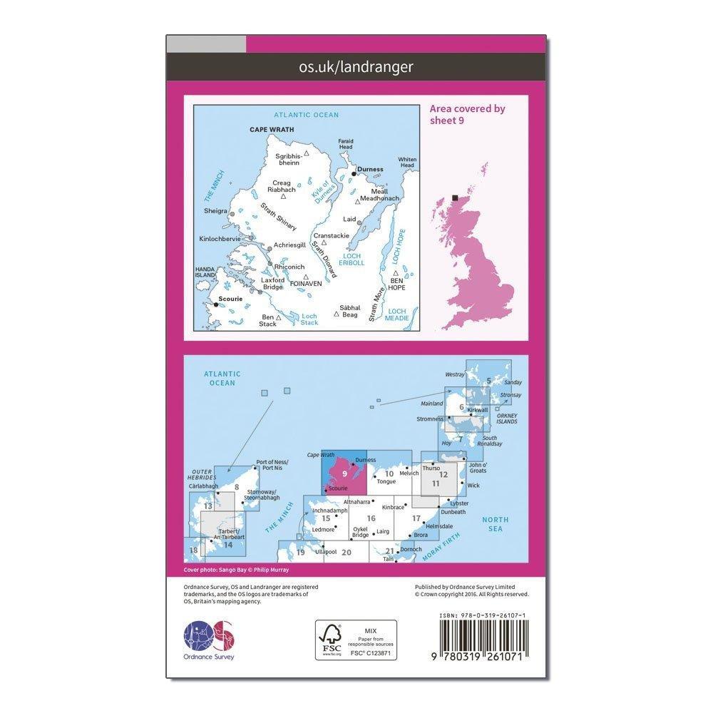 Landranger 9 Cape Wrath, Durness & Scourie Map With Digital Version
