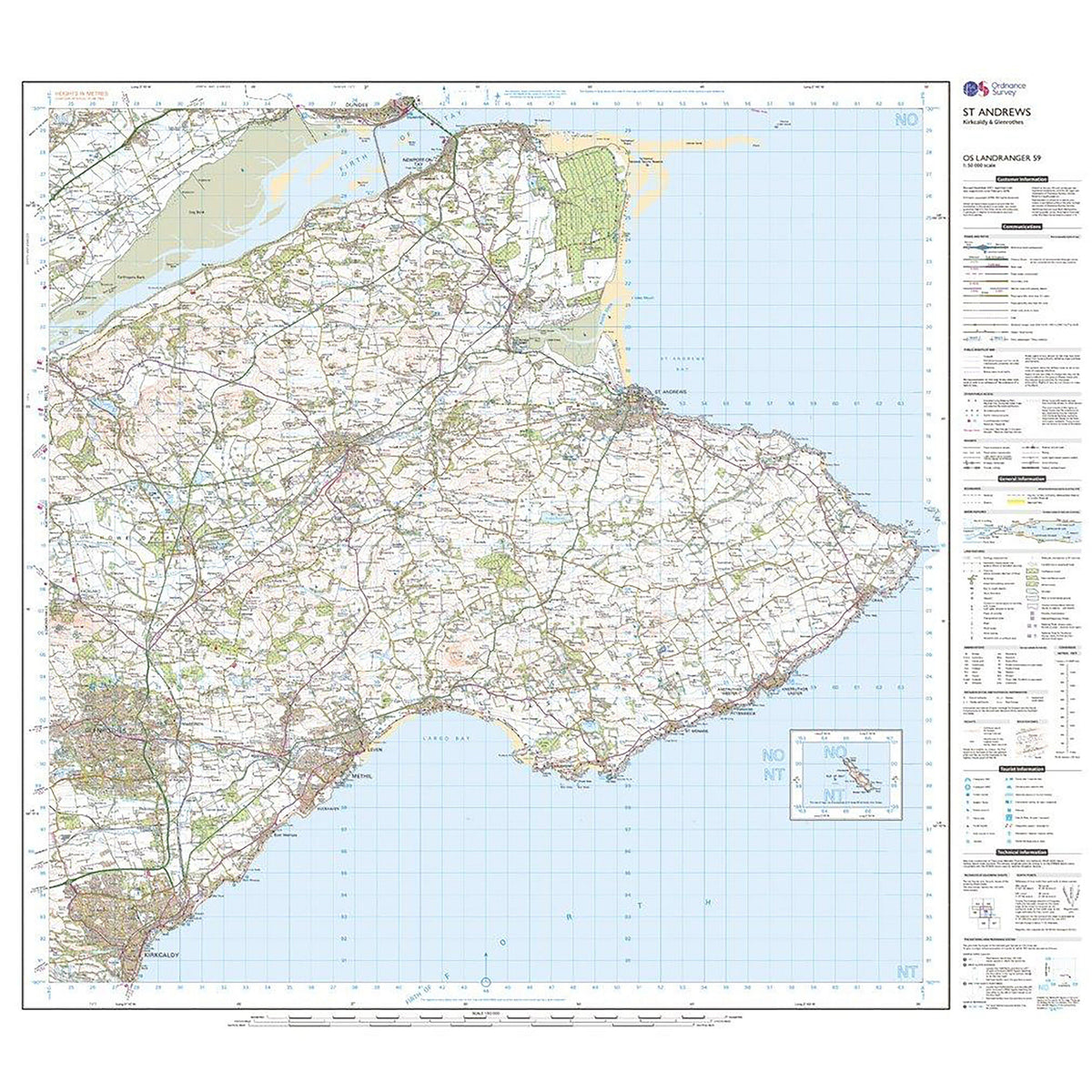 Landranger Active 59 St Andrews, Kirkcaldy & Glenrothes Map With Digital Version