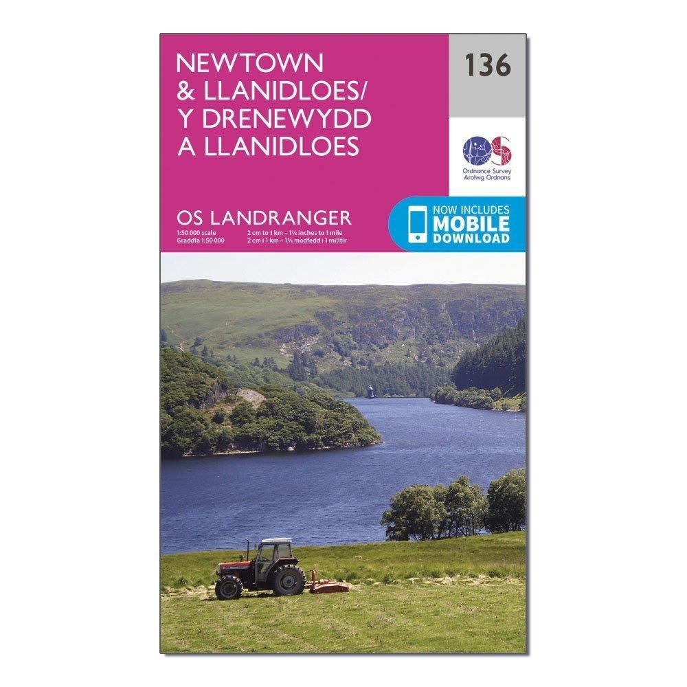 OS Landranger 136 Newtown & Llanidloes Map