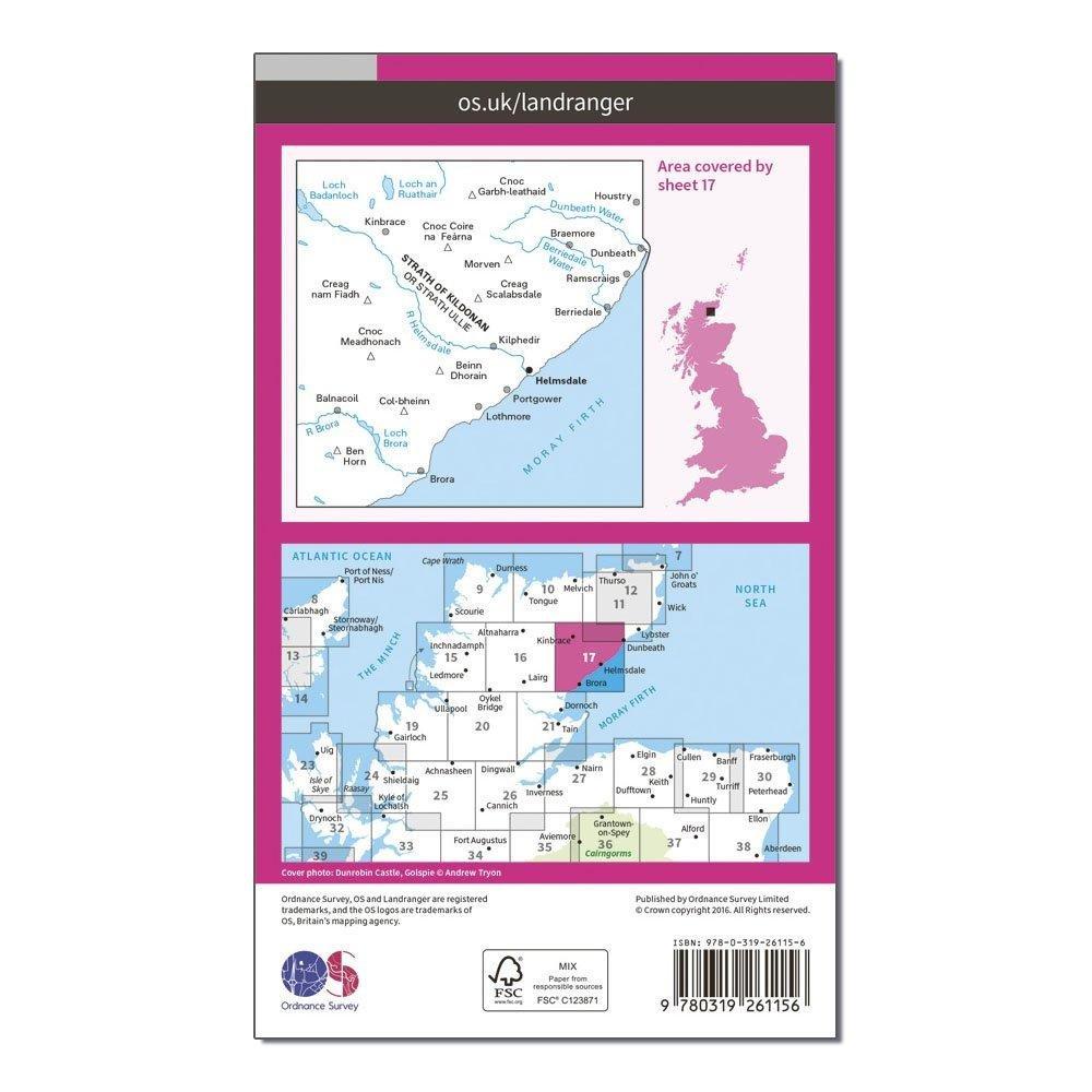 Landranger 17 Helmsdale Strath of Kildonan Map With Digital Version