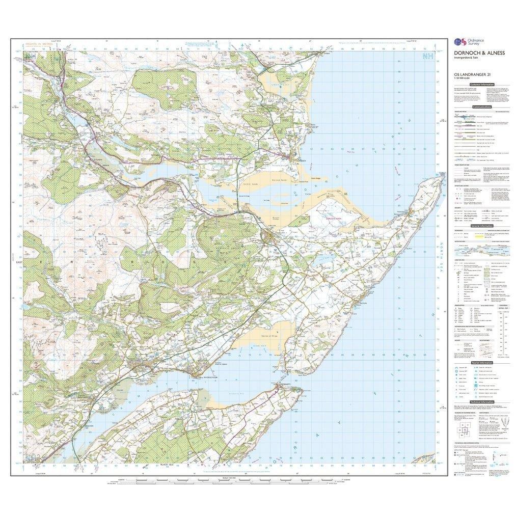 Landranger 21 Dornoch & Alness, Invergordon & Tain Map With Digital Version