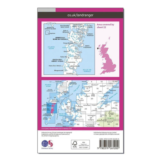 Landranger 22 Benbecula & South Uist Map With Digital Version