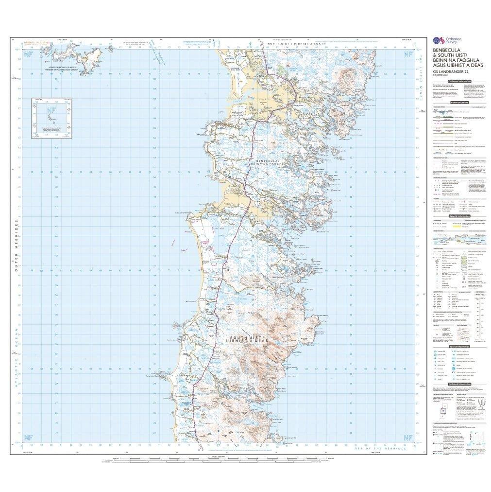 Landranger 22 Benbecula & South Uist Map With Digital Version