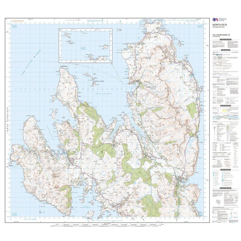 Landranger 23 North Skye Dunvegan Portree Map With Digital Version