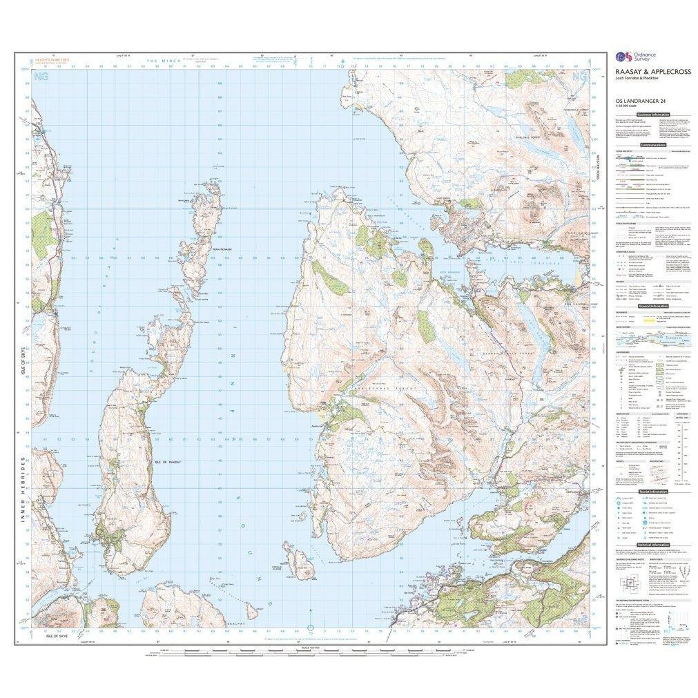 OS Landranger 24 Raasay & Applecross, Loch Torridon & Plockton Map