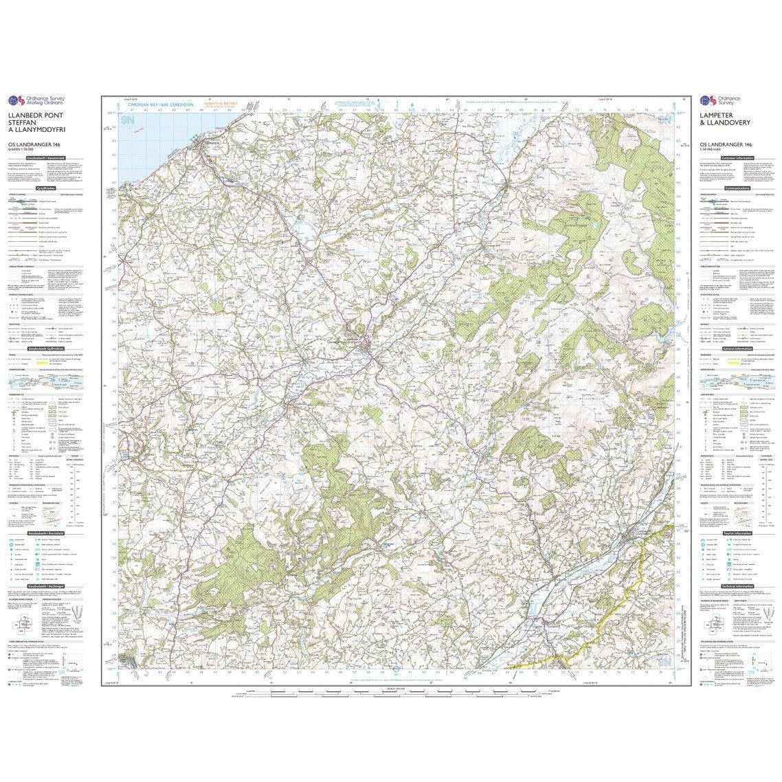 Landranger 146 Lampeter & Llandovery Map With Digital Version