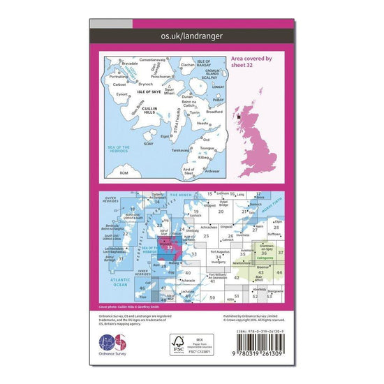 Landranger 32 South Skye Cuillin Hills Map With Digital Version