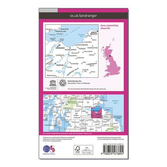Landranger Active 66 Edinburgh Penicuik North Berwick Map With Digital Version