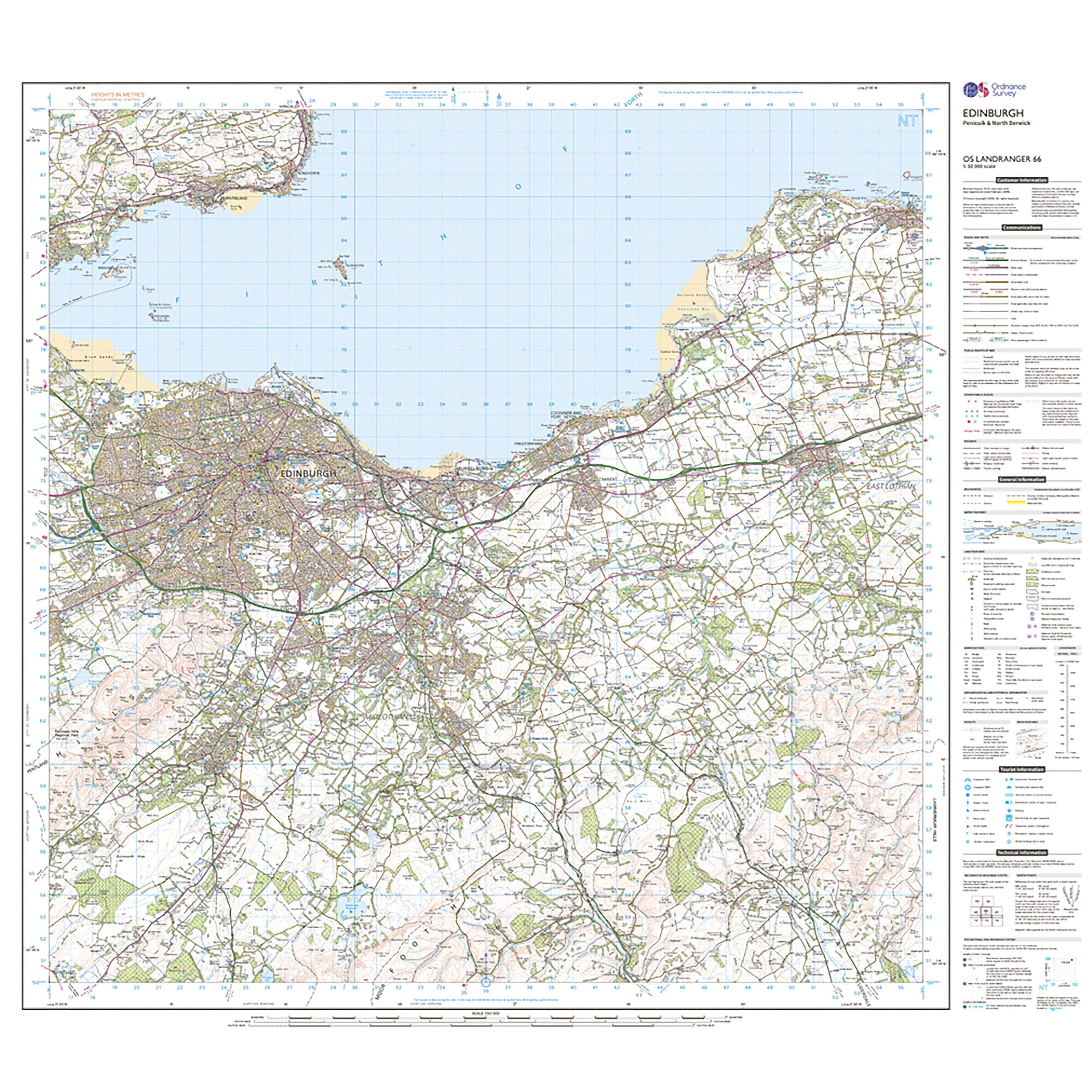 Landranger Active 66 Edinburgh Penicuik North Berwick Map With Digital Version