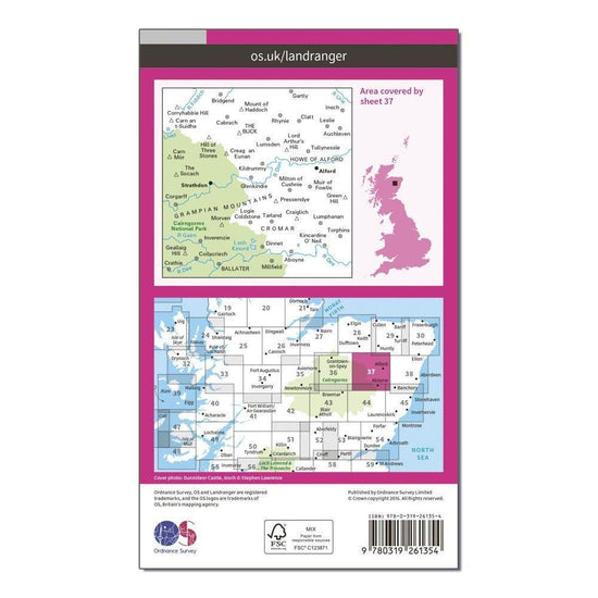Landranger 37 Strathdon & Alford Map With Digital Version