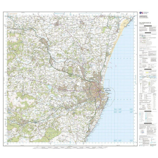 Landranger 38 Aberdeen, Inverurie & Pitmedden Map With Digital Version