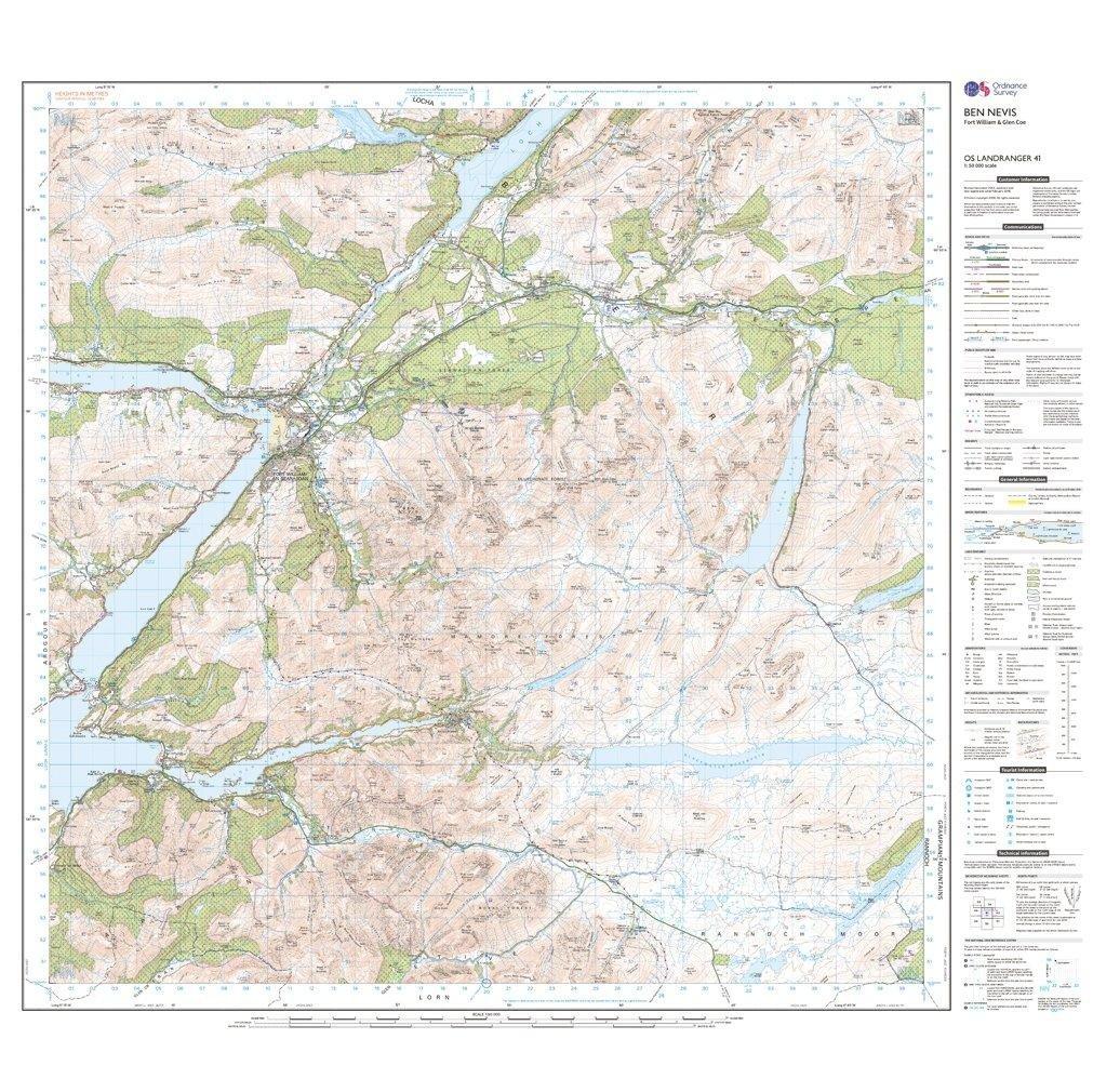 Landranger 41 Ben Nevis, Fort William & Glen Coe Map With Digital Version