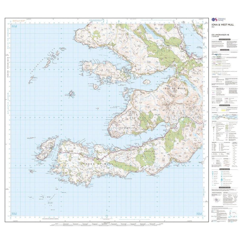 Landranger 48 Iona West Mull Ulva Map With Digital Version