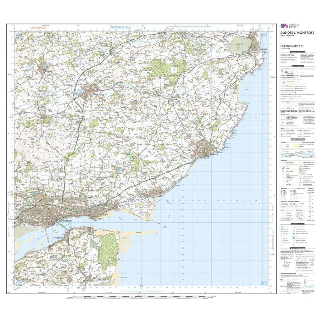 Landranger 54 Dundee Montrose Forfar Arbroath Map With Digital Version