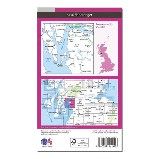 Landranger 63 Firth of Clyde, Greenock & Rothesay Map With Digital Version