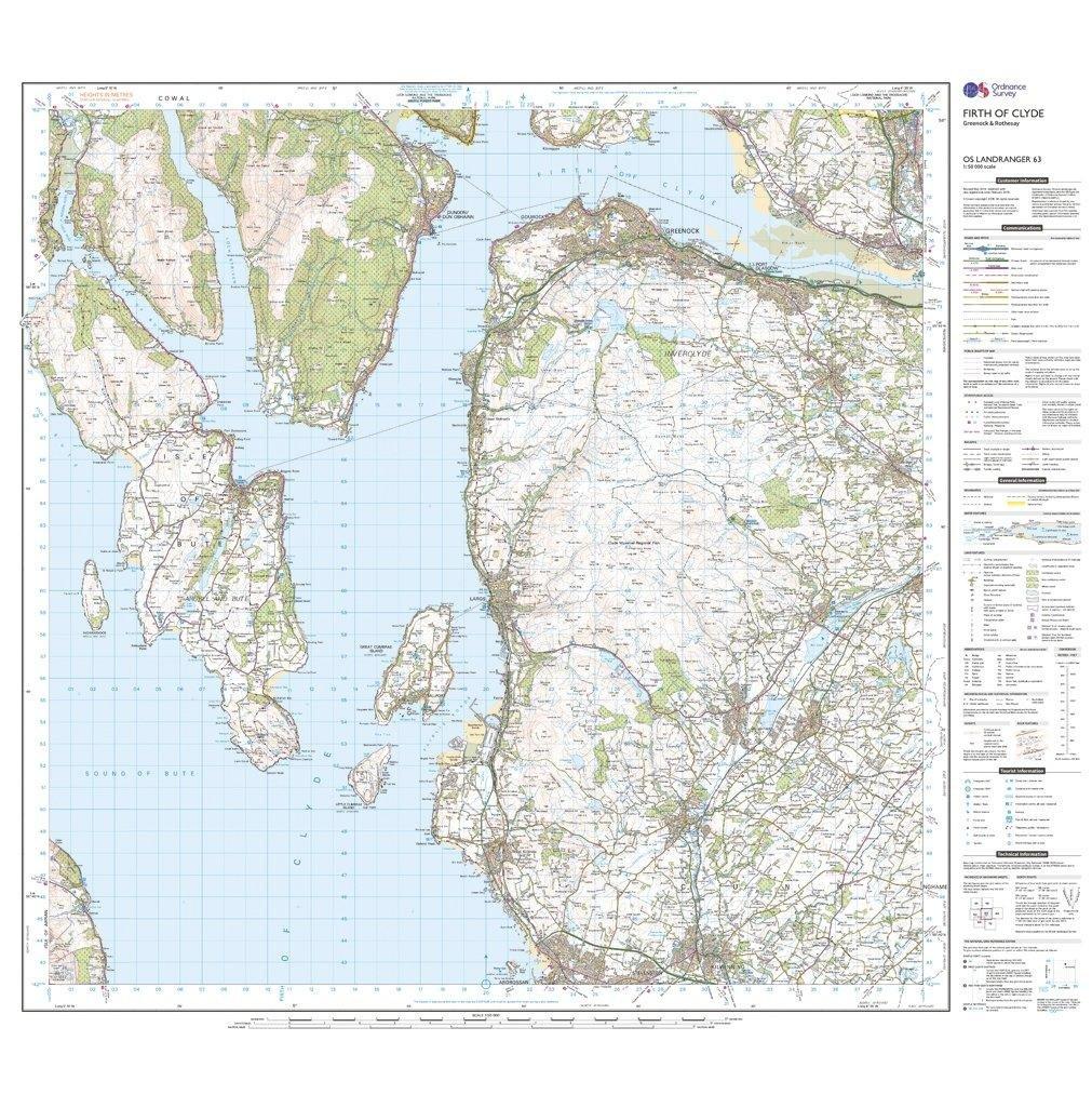 Landranger 63 Firth of Clyde, Greenock & Rothesay Map With Digital Version