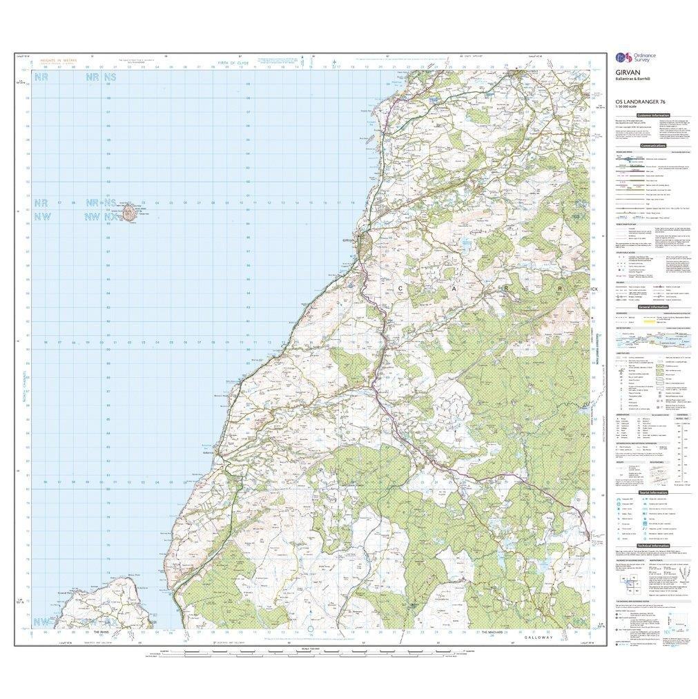 Landranger 76 Girvan, Ballantrae & Barrhill Map With Digital Version