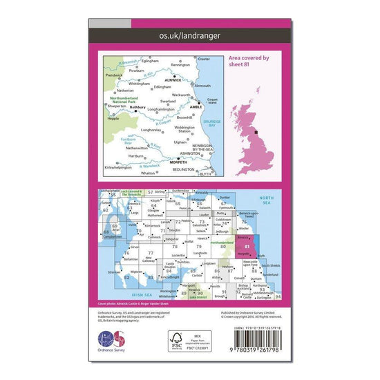 Landranger 81 Alnwick & Morpeth, Rothbury & Amble Map With Digital Version