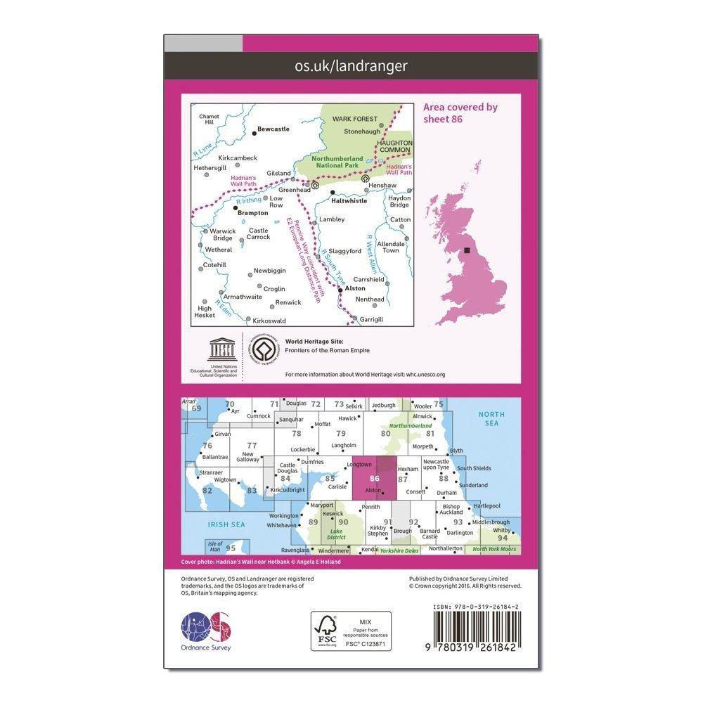 Landranger 86 Haltwhistle Brampton Bewcastle Alston Map With Digital Version