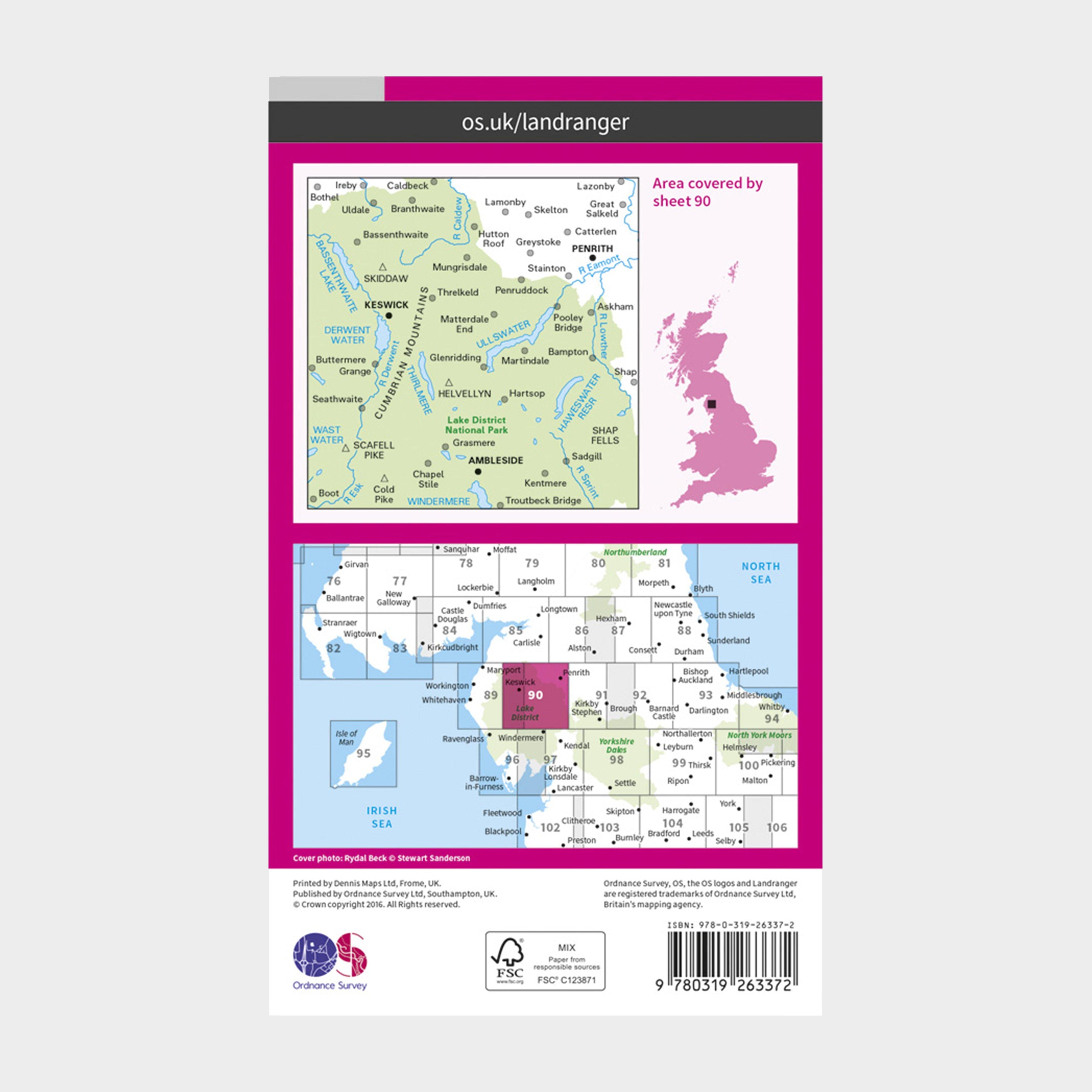 Landranger 90 Penrith & Keswick, Ambleside Map With Digital Version