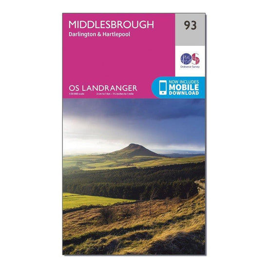 Landranger 93 Middlesbrough, Darlington & Hartlepool Map With Digital Version