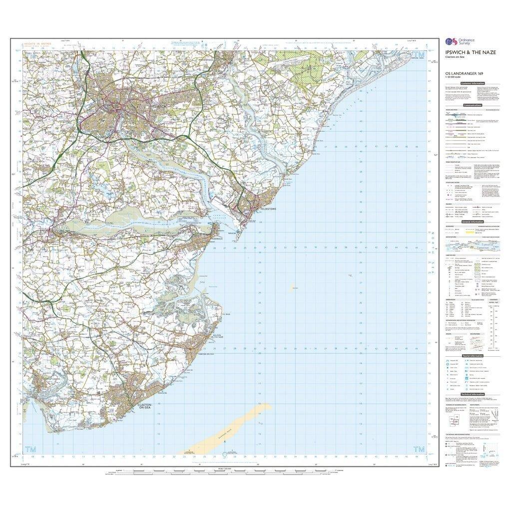 Landranger 169 Ipswich, The Naze & Clacton-on-Sea Map With Digital Version