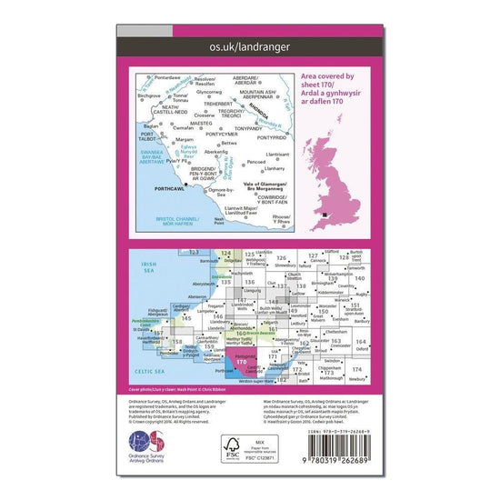 Landranger 170 Vale of Glamorgan, Rhondda & Porthcawl Map With Digital Version