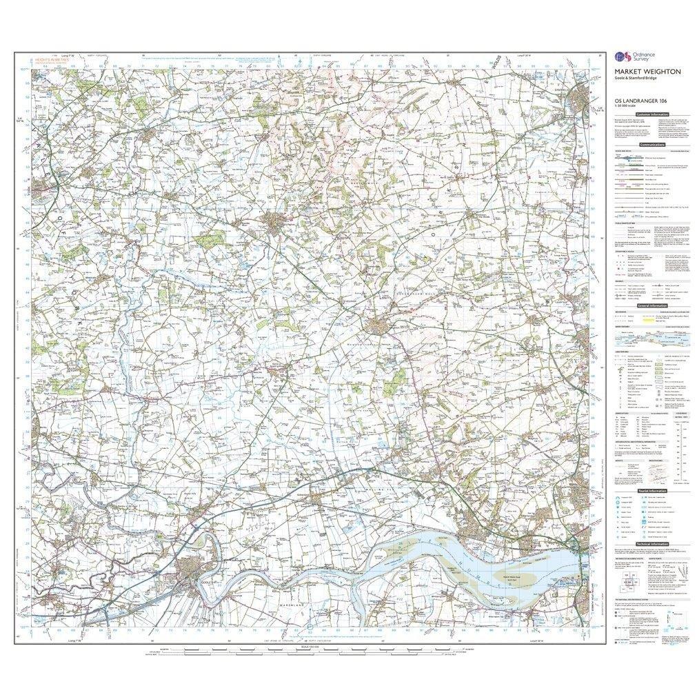Landranger 106 Market Weighton, Goole & Stamford Bridge Map With Digital Version