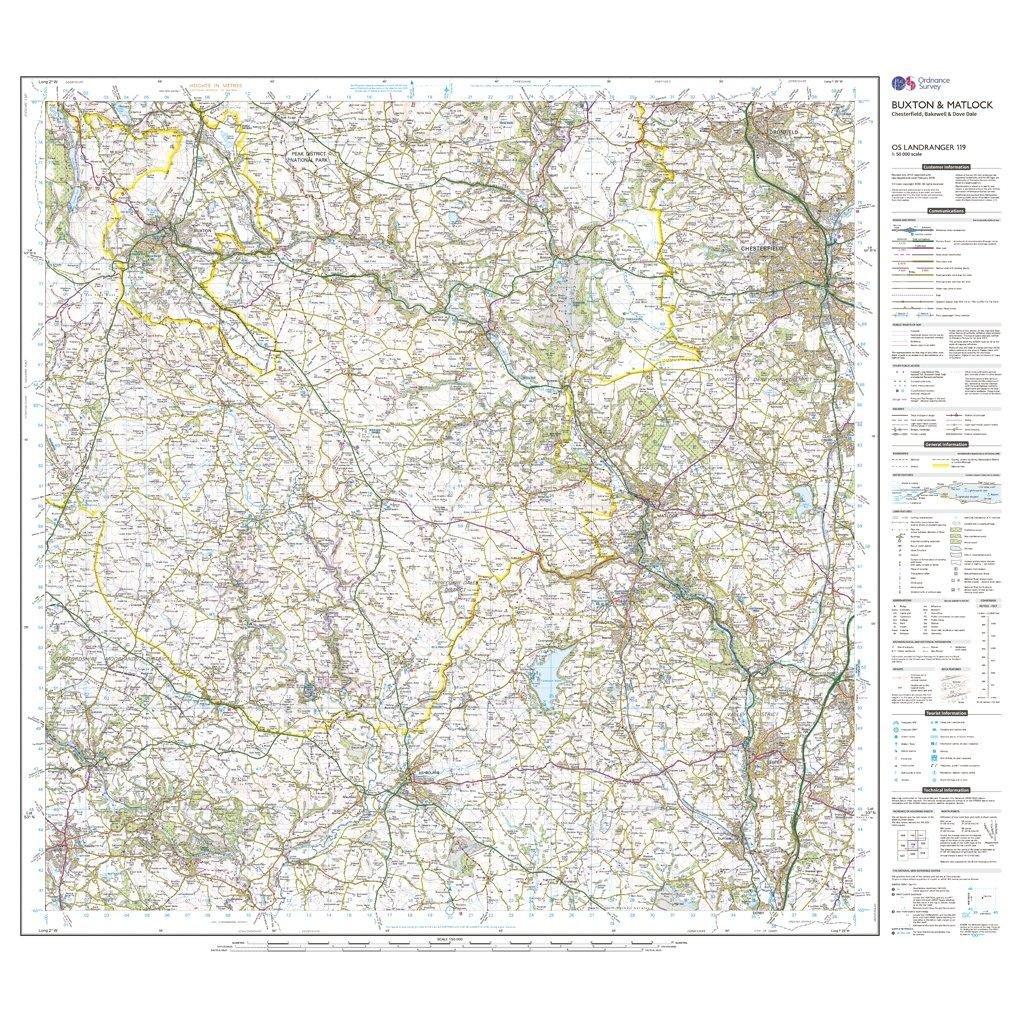 Landranger 119 Buxton, Matlock, Bakewell & Dove Dale Map With Digital Version