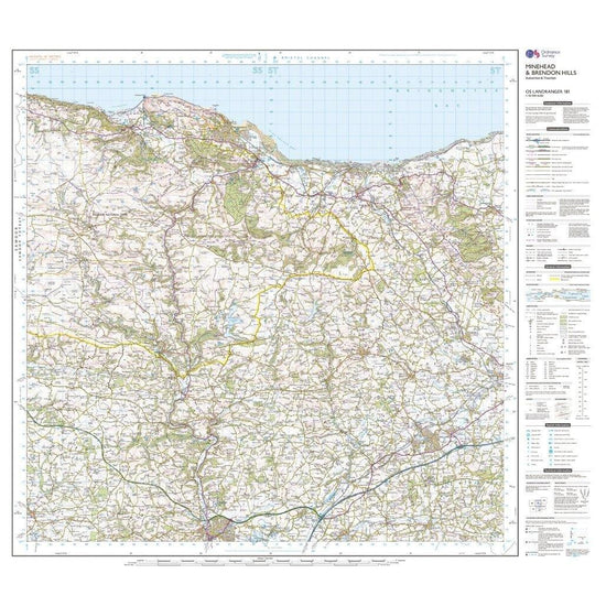 Landranger 181 Minehead & Brendon Hills, Dulverton & Tiverton Map With Digital Version