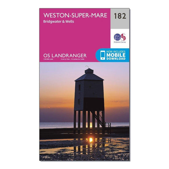 Landranger 182 WestonsuperMare Bridgwater Wells Map With Digital Version