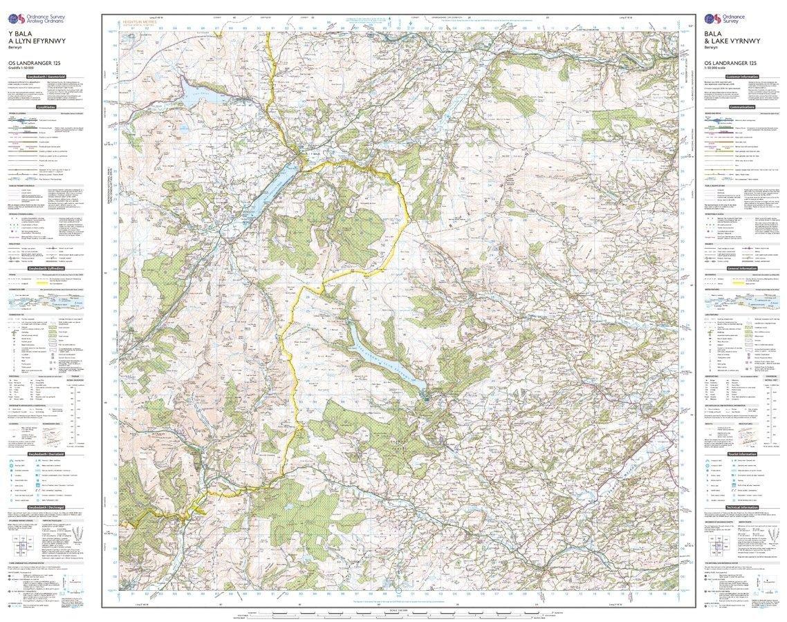 Landranger 125 Bala & Lake Vyrnwy, Berwyn Map With Digital Version