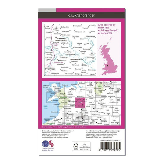 Landranger 126 Shrewsbury & Oswestry Map With Digital Version