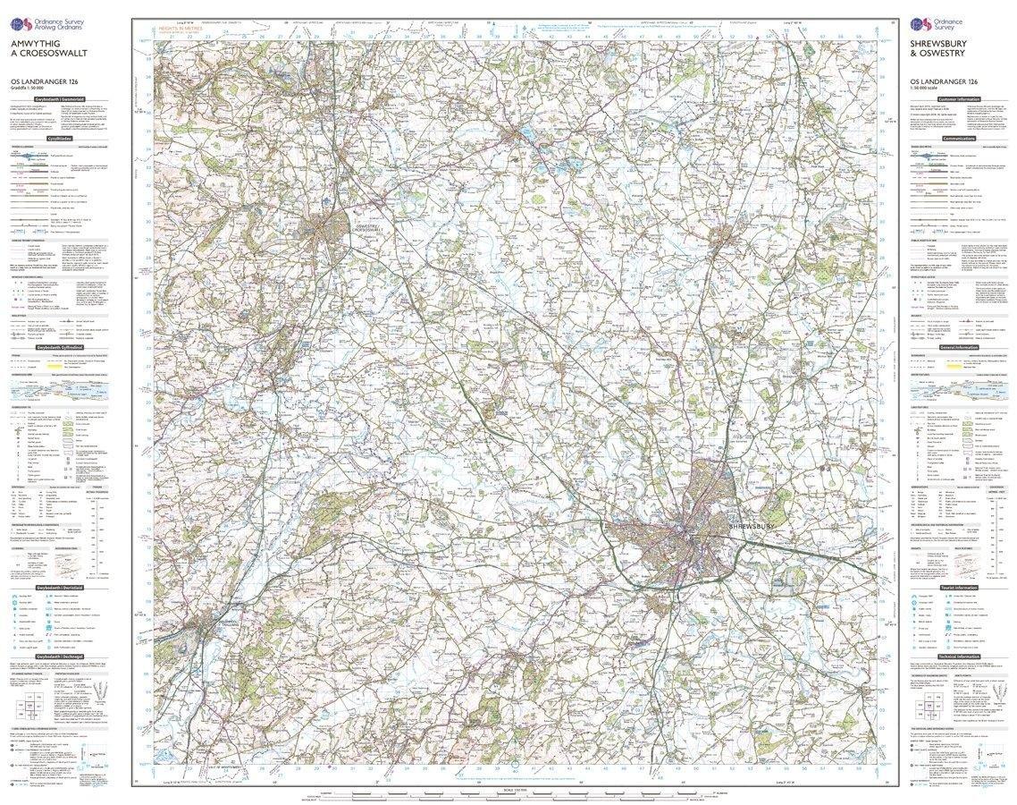 Landranger 126 Shrewsbury & Oswestry Map With Digital Version