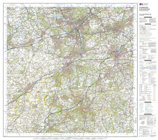 Landranger 186 Aldershot & Guildford, Camberley & Haslemere Map With Digital Version