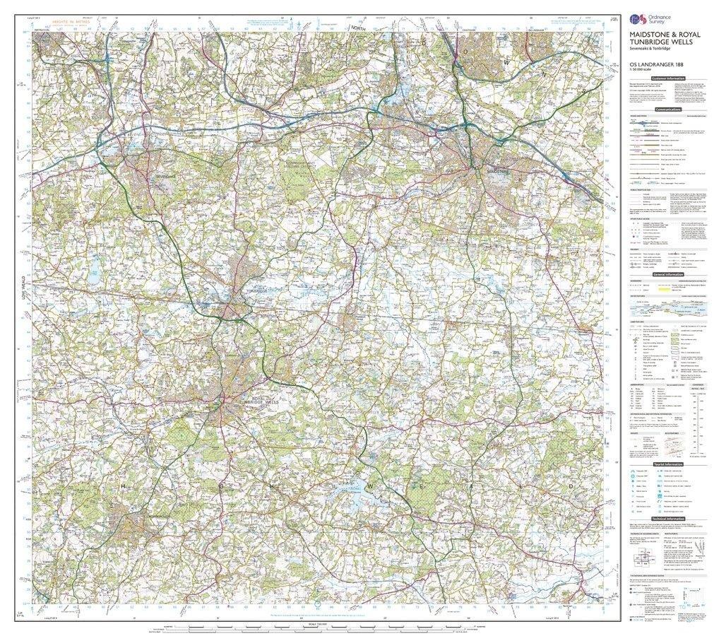 OS Landranger 188 Maidstone & Royal Tunbridge Wells Map