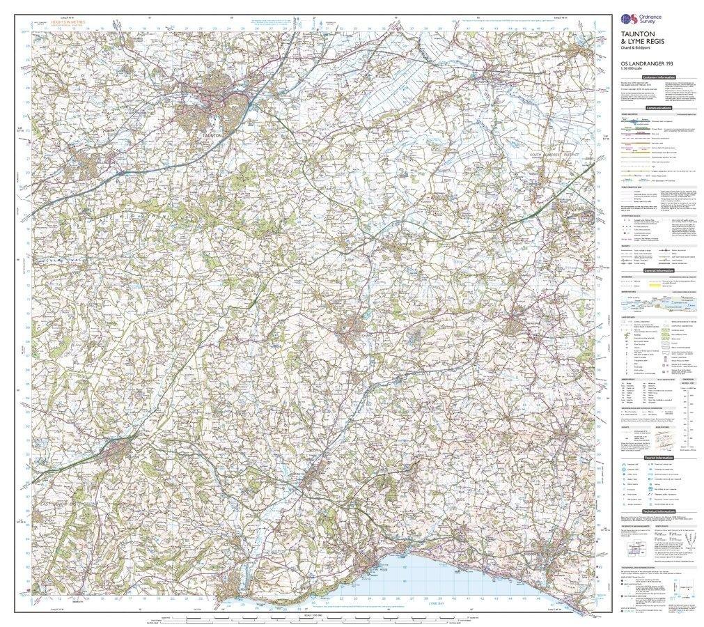 Landranger 193 Taunton & Lyme Regis, Chard & Bridport Map With Digital Vers