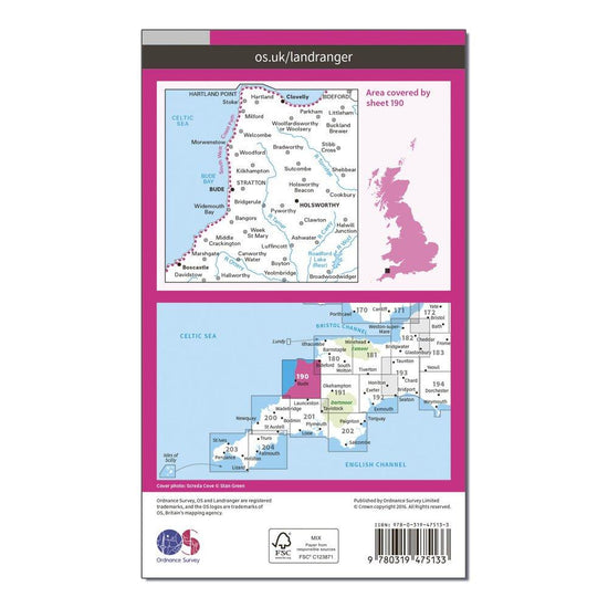 Landranger Active 190 Bude & Clovelly, Boscastle & Holsworthy Map With Digital Version