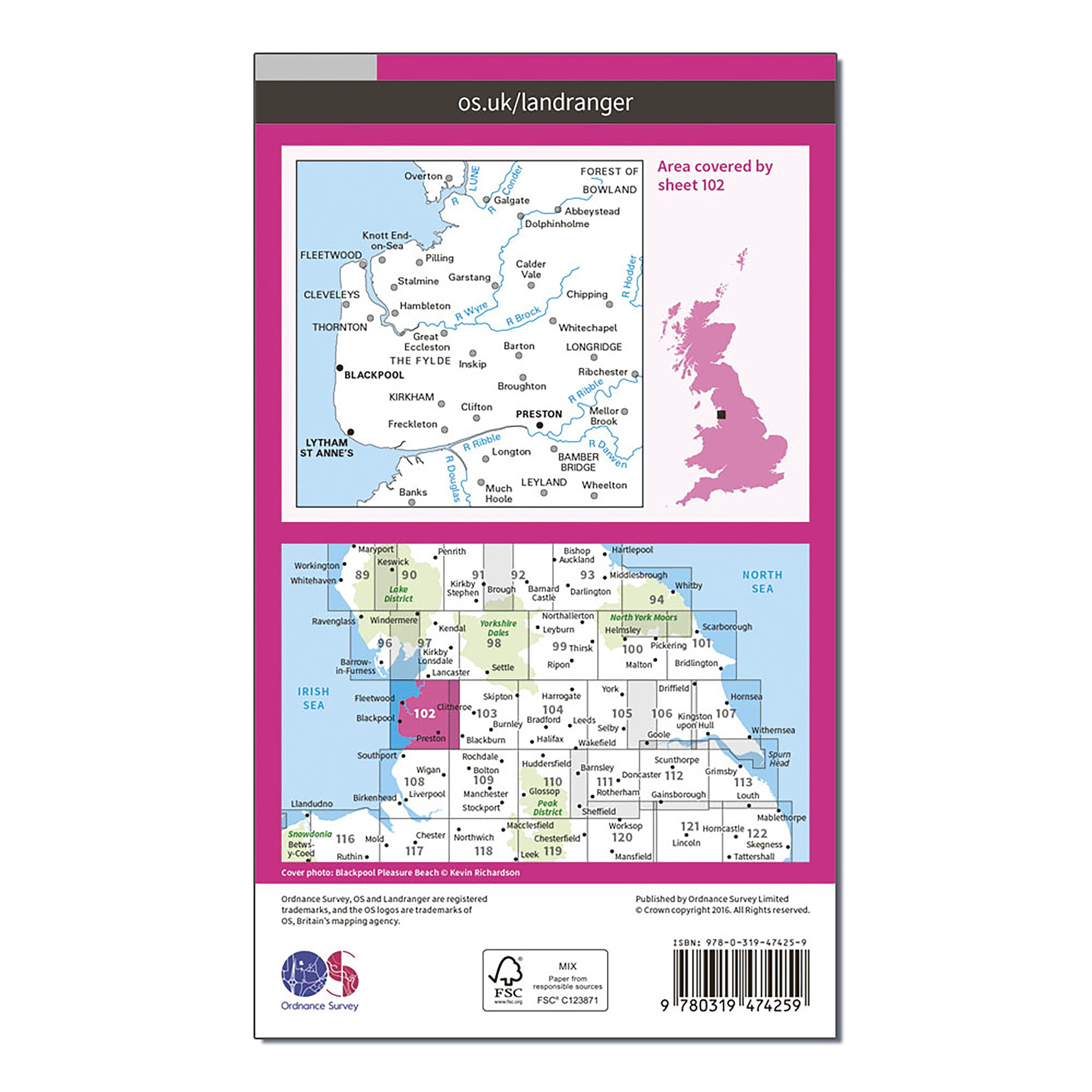 Landranger Active 102 Preston & Blackpool, Lytham Map With Digital Version