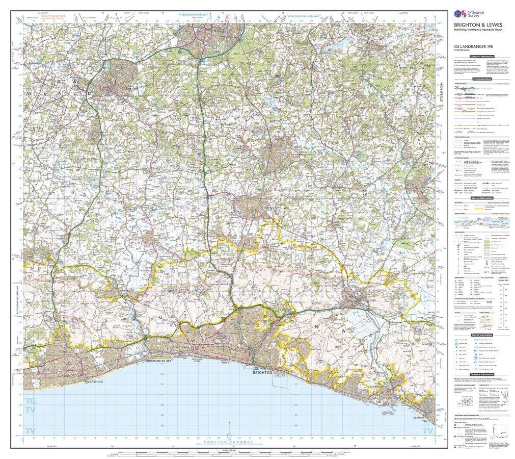 Landranger 198 Brighton Lewes Haywards Heath Map With Digital Version