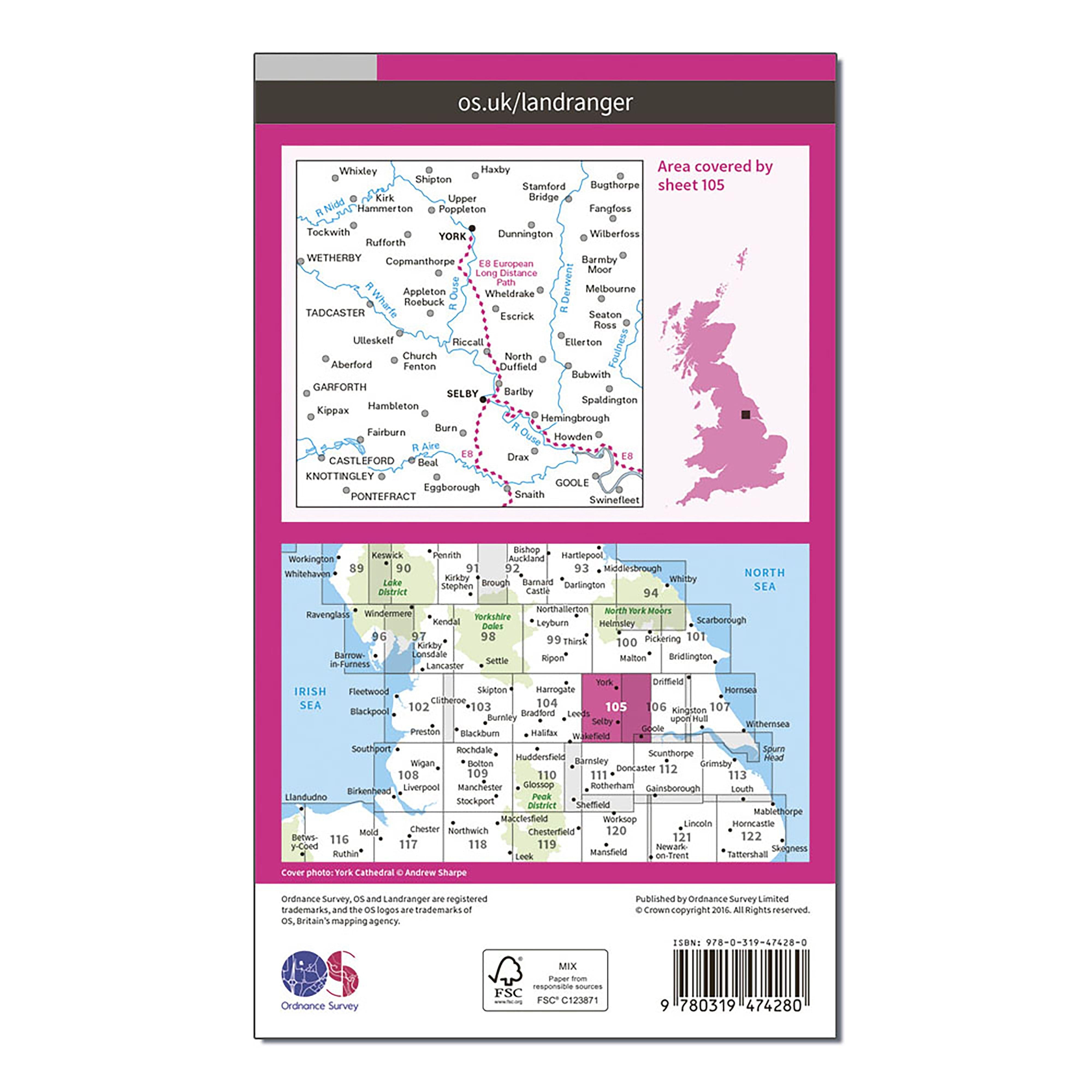 Landranger Active 105 York Selby Map With Digital Version