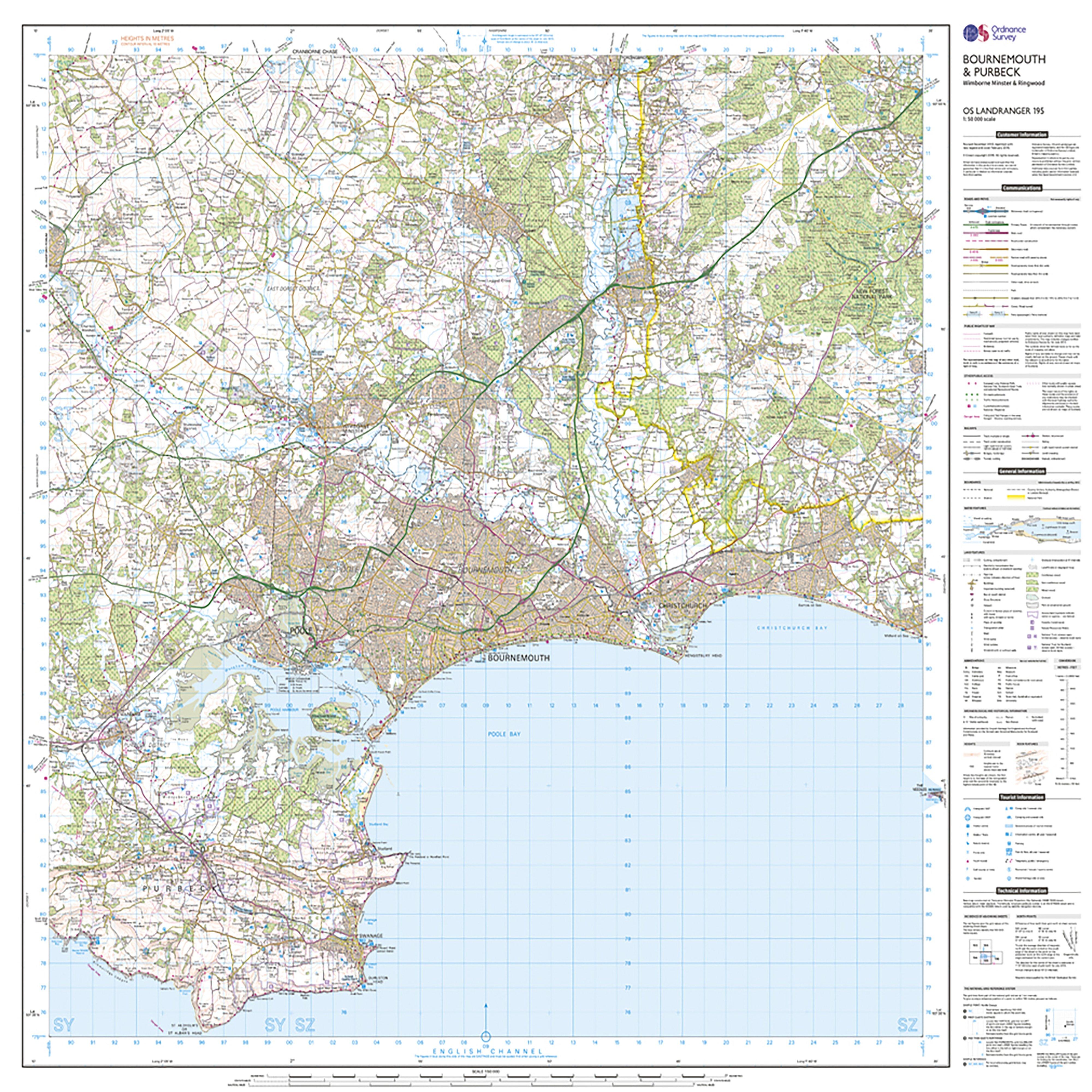 Landranger Active 195 Bournemouth & Purbeck, Wimborne Minster & Ringwood Map With Digital Version