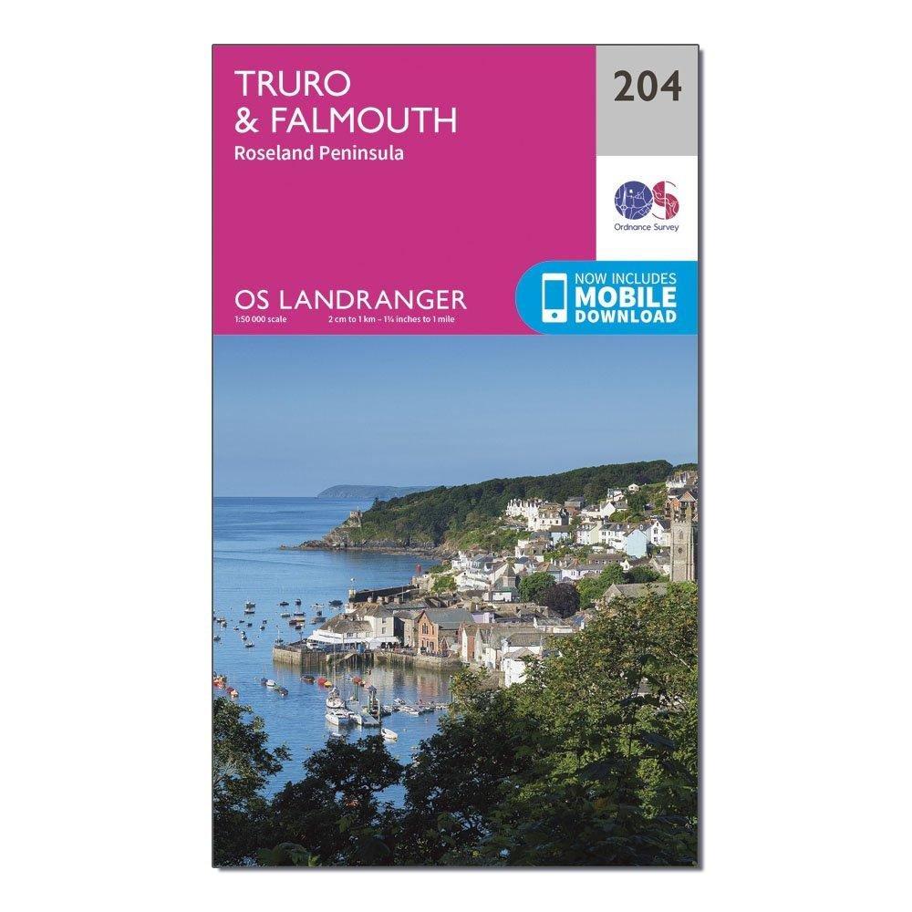 OS Landranger 204 Truro Falmouth Roseland Peninsula Map