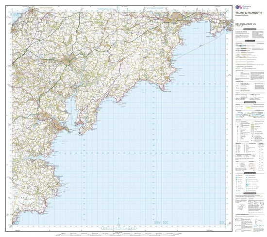 OS Landranger 204 Truro Falmouth Roseland Peninsula Map