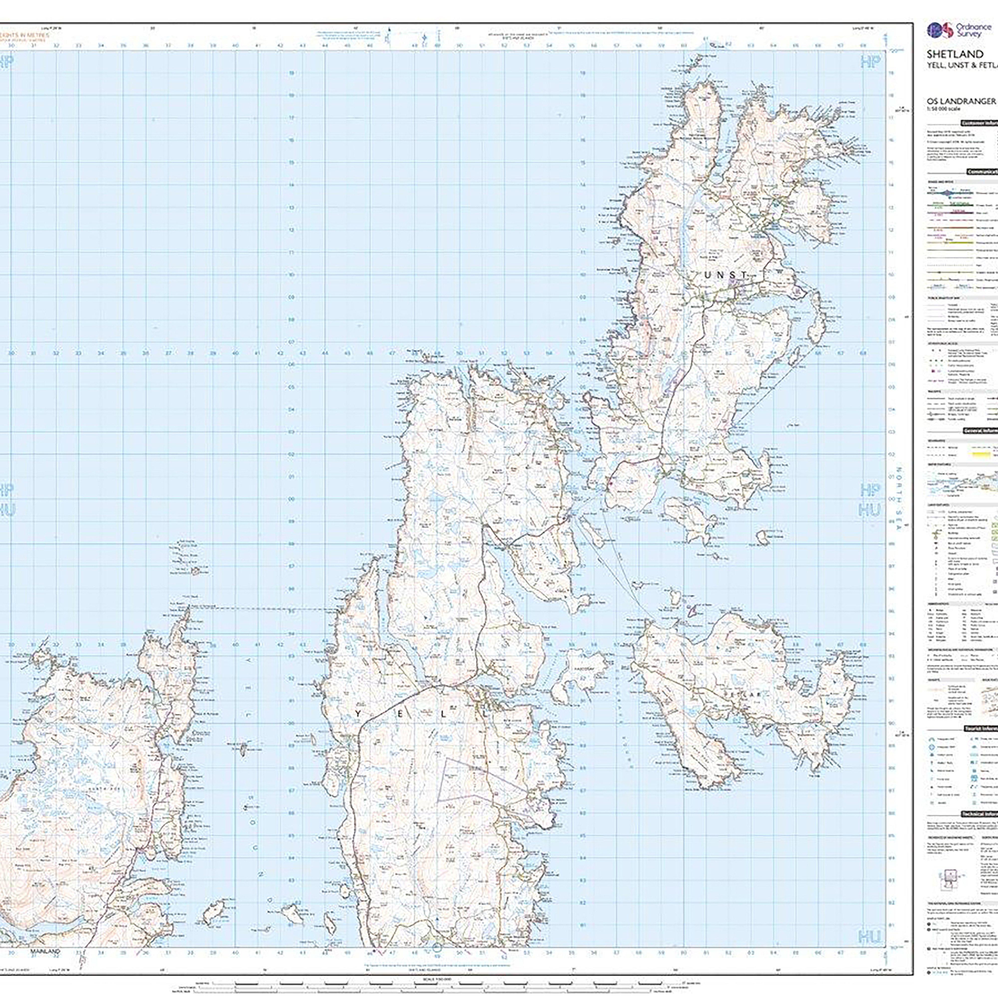 Landranger Active 1 - Shetland Yell, Unst and Fetlar Map With Digital Version