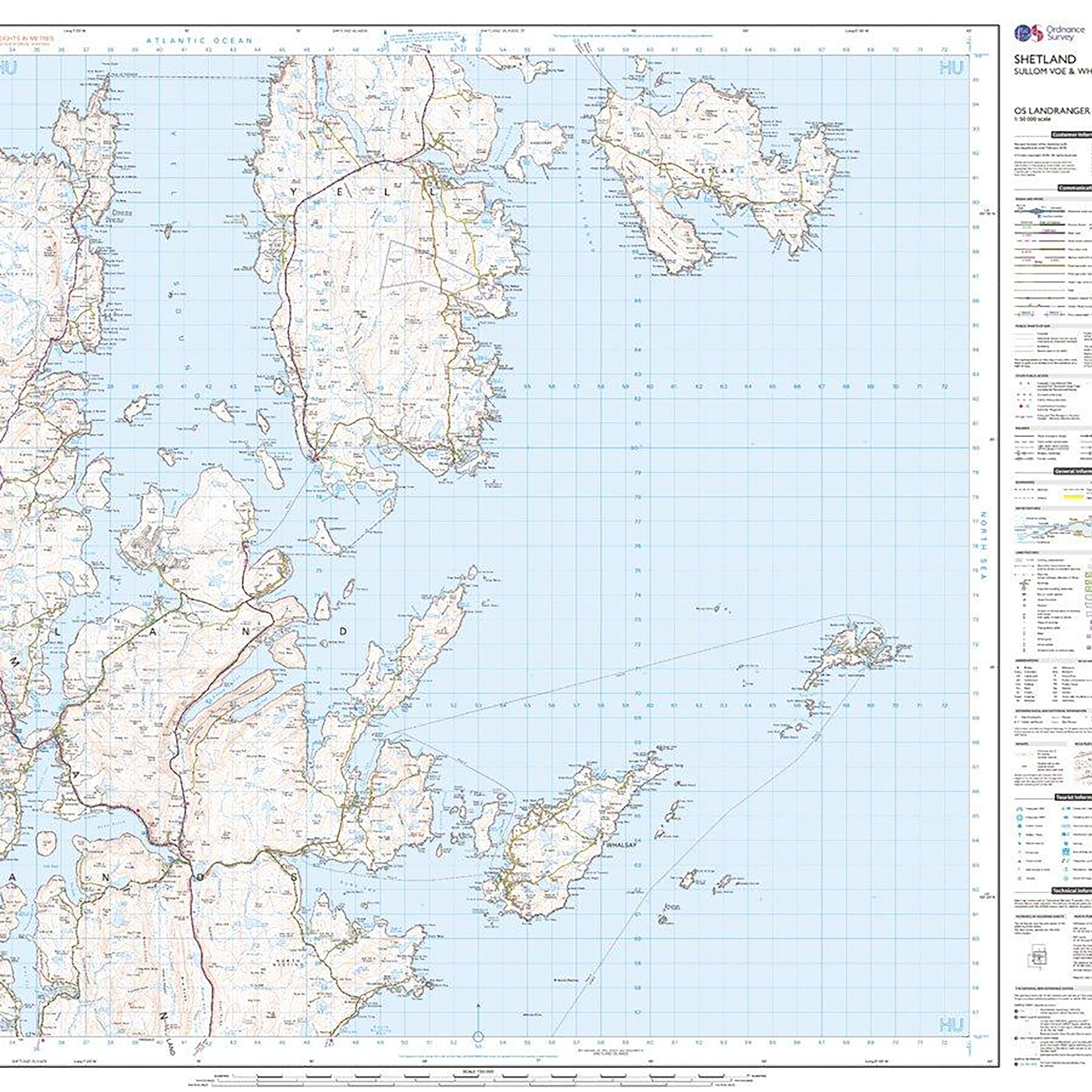 Landranger 2 Shetland Sullom Voe & Whalsay Map With Digital Version