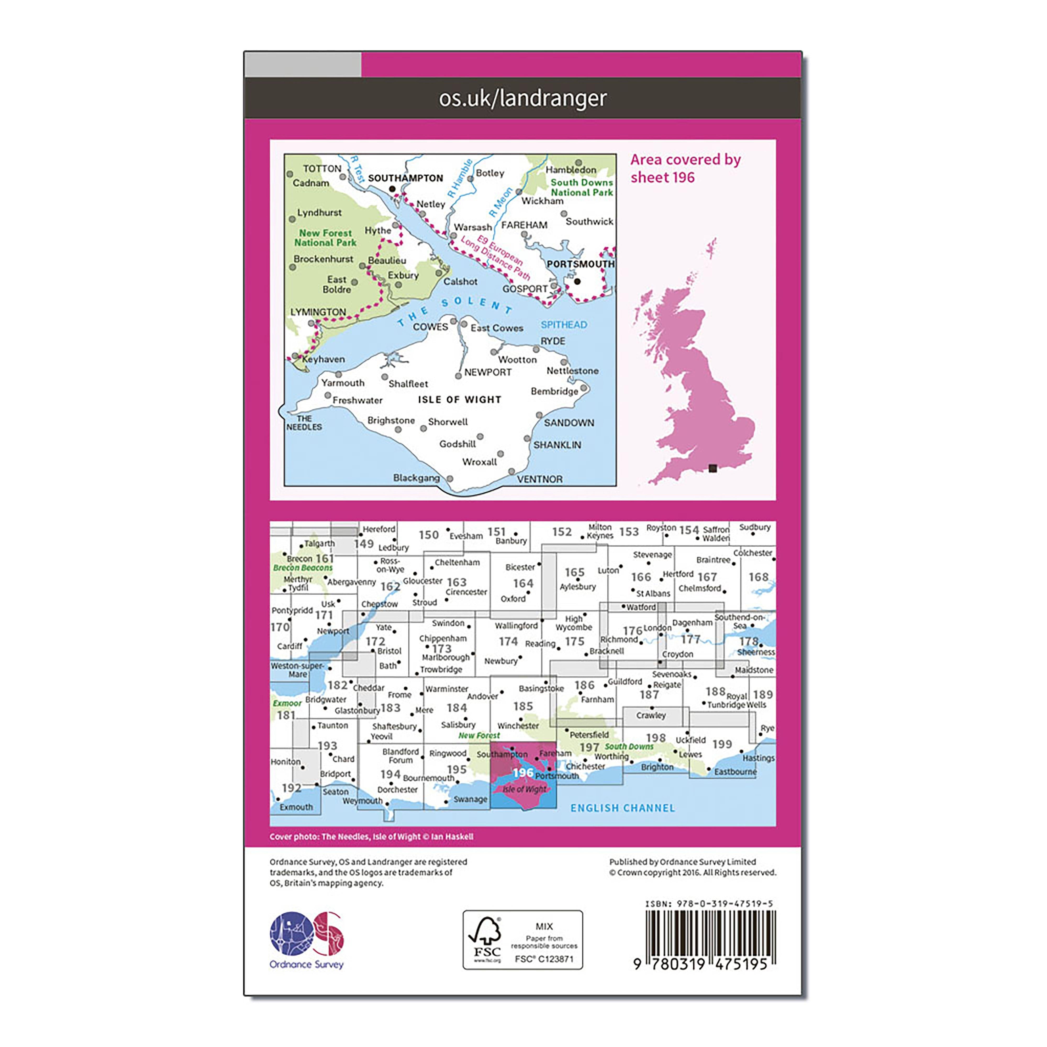 Landranger Active 196 The Solent & the Isle of Wight, Southampton & Portsmouth Map With Digital Version