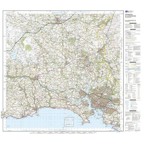 Landranger Active 201 Plymouth, Launceston, Tavistock & looe Map With Digital Version
