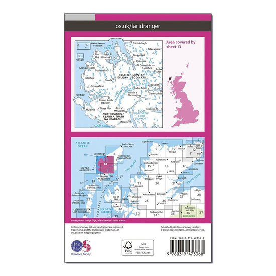 Landranger Active 13 West Lewis & North Harris Map With Digital Version